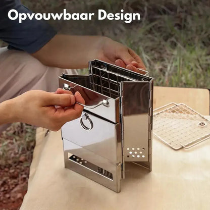 Foldable Stainless Steel Wood - Burning Stove - Portable Camping Cooker for Outdoor Cooking