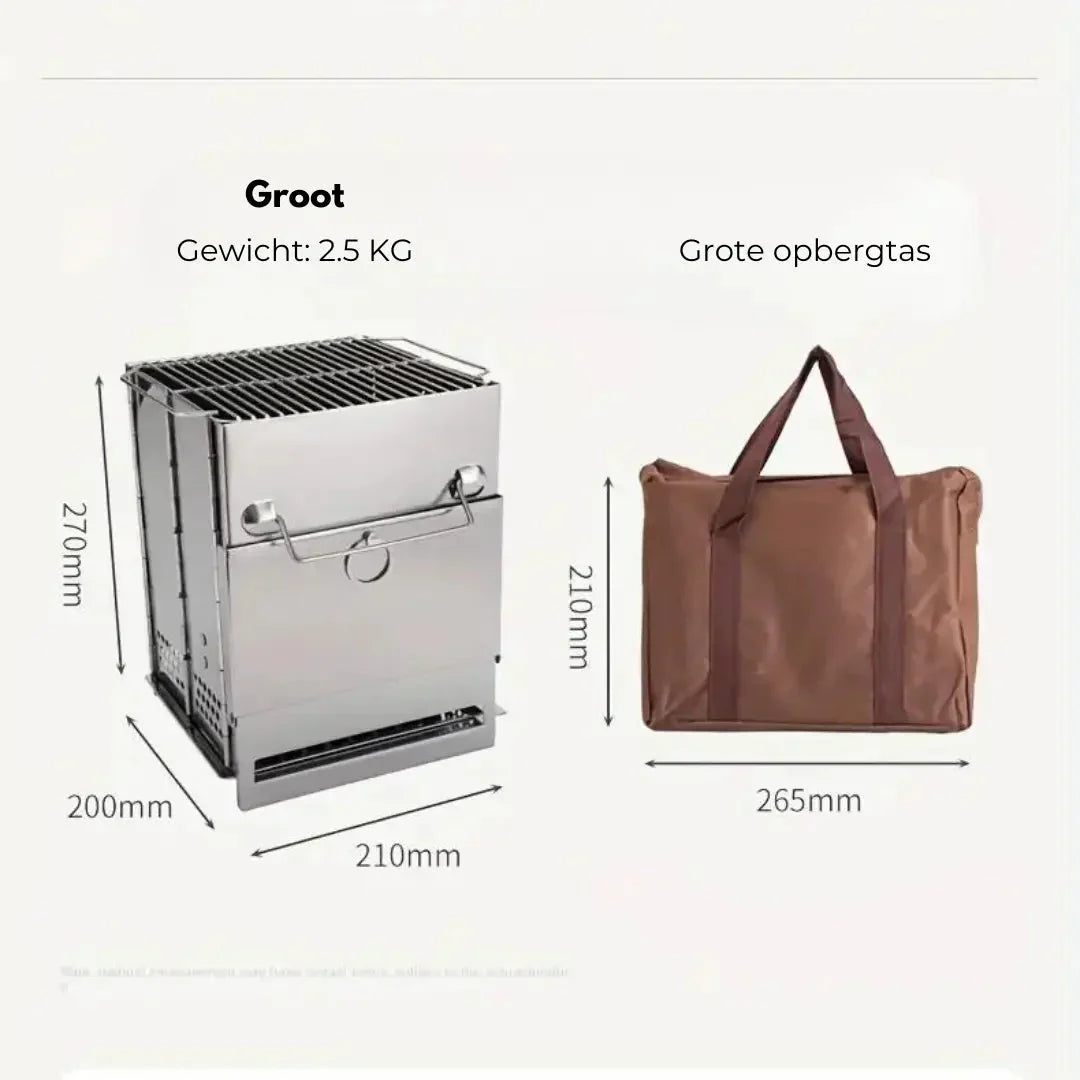 Foldable Stainless Steel Wood - Burning Stove - Portable Camping Cooker for Outdoor Cooking