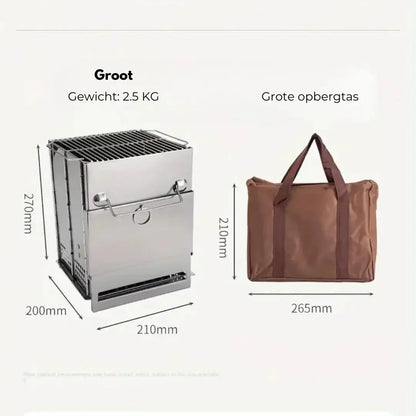 Foldable Stainless Steel Wood - Burning Stove - Portable Camping Cooker for Outdoor Cooking