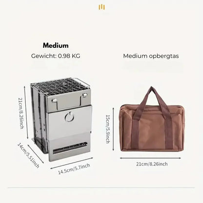 Foldable Stainless Steel Wood - Burning Stove - Portable Camping Cooker for Outdoor Cooking