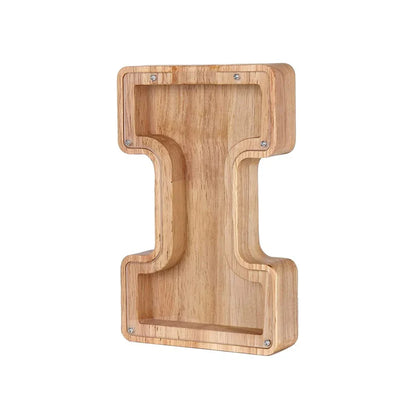 Wooden Alphabet Piggy Bank With Transparent Viewing Window For Stylish Saving
