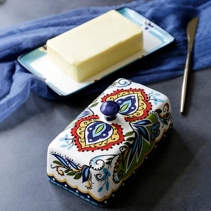 Hand - Painted Butter Dish in Tuscan Style