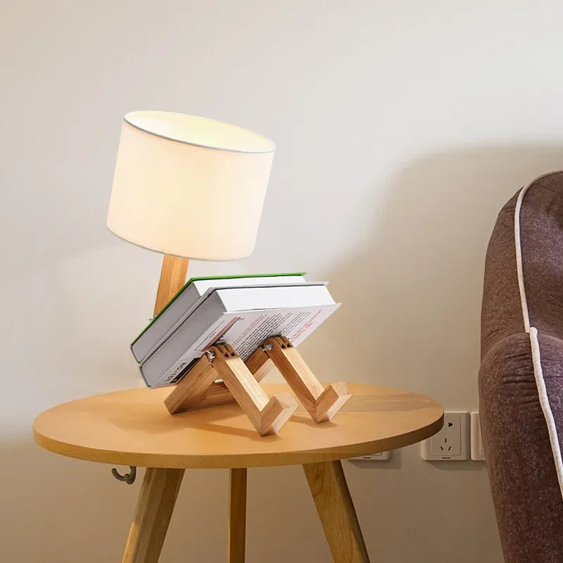Wooden Table Lamp with Book Holder - Modern Design for Your Home