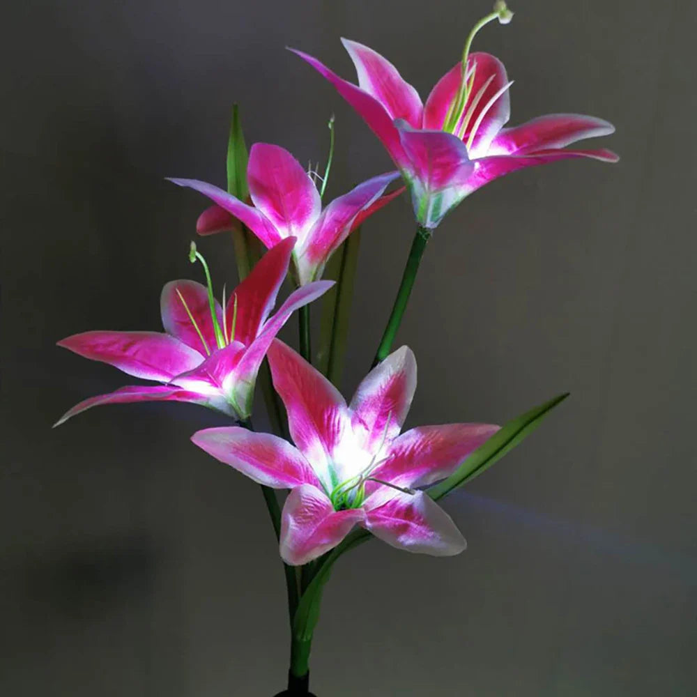 Lily - Shaped Solar Led Flower Lights - Colour - Changing Garden Lights With Rod For Outdoor Areas
