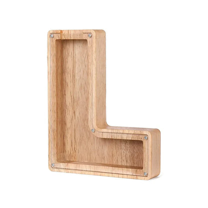 Wooden Alphabet Piggy Bank With Transparent Viewing Window For Stylish Saving