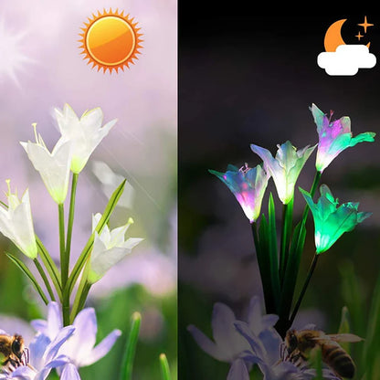 Lily - Shaped Solar Led Flower Lights - Colour - Changing Garden Lights With Rod For Outdoor Areas