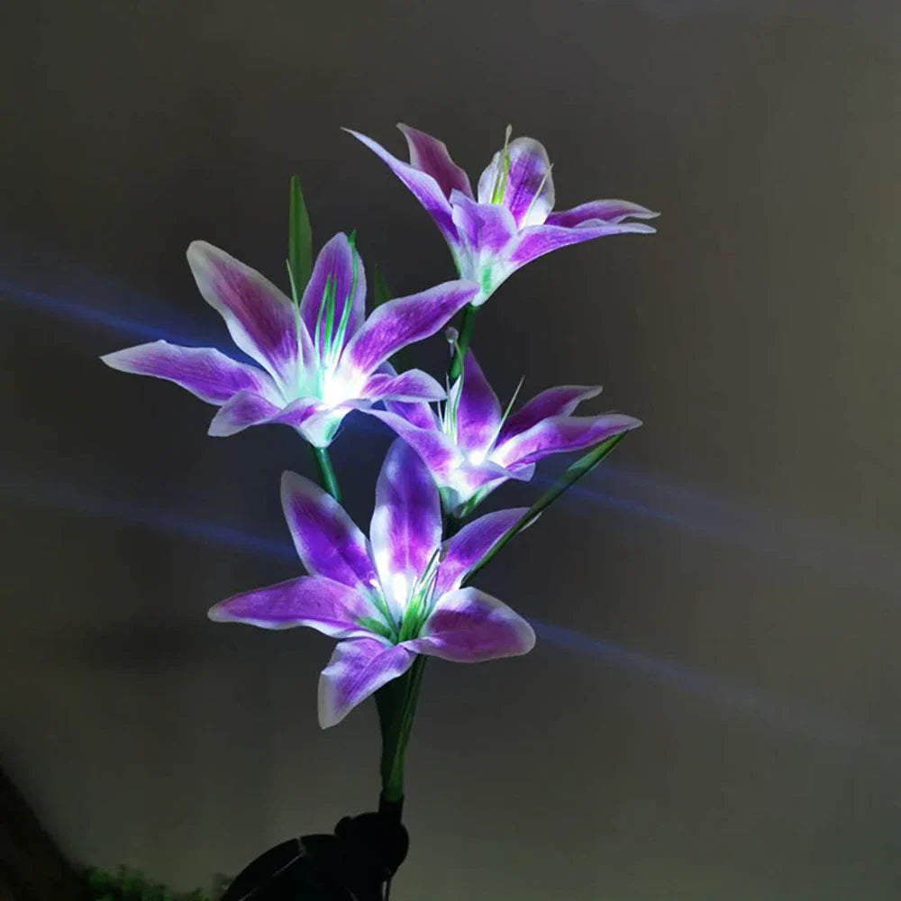 Lily - Shaped Solar Led Flower Lights - Colour - Changing Garden Lights With Rod For Outdoor Areas