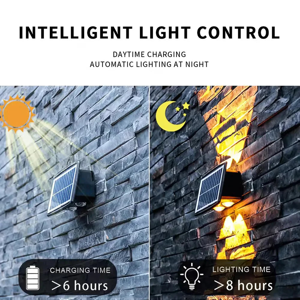 Solar Led Outdoor Wall Light With Up & Down Effect - Modern Wall Lighting For Garden And Patio