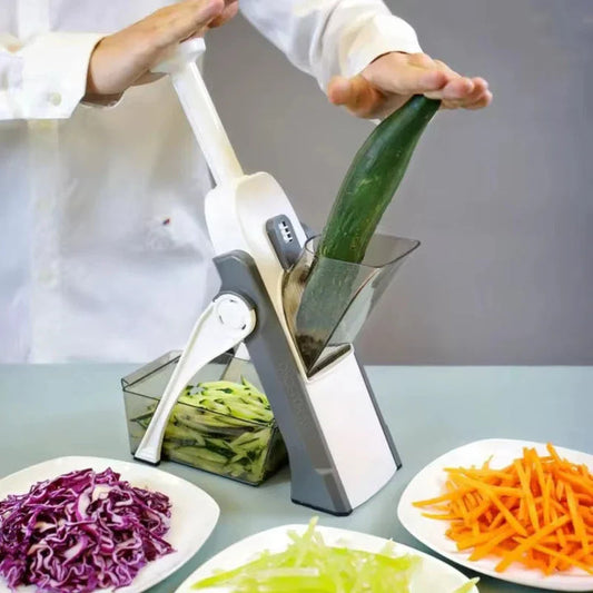 Safe 5 - In-1 Vegetable Slicer With Collecting Tray 1 + 1 Free