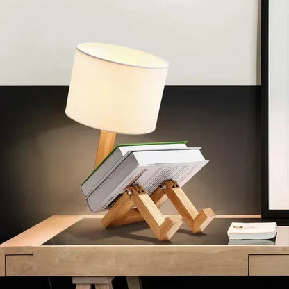Wooden Table Lamp with Book Holder - Modern Design for Your Home