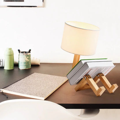 Wooden Table Lamp with Book Holder - Modern Design for Your Home