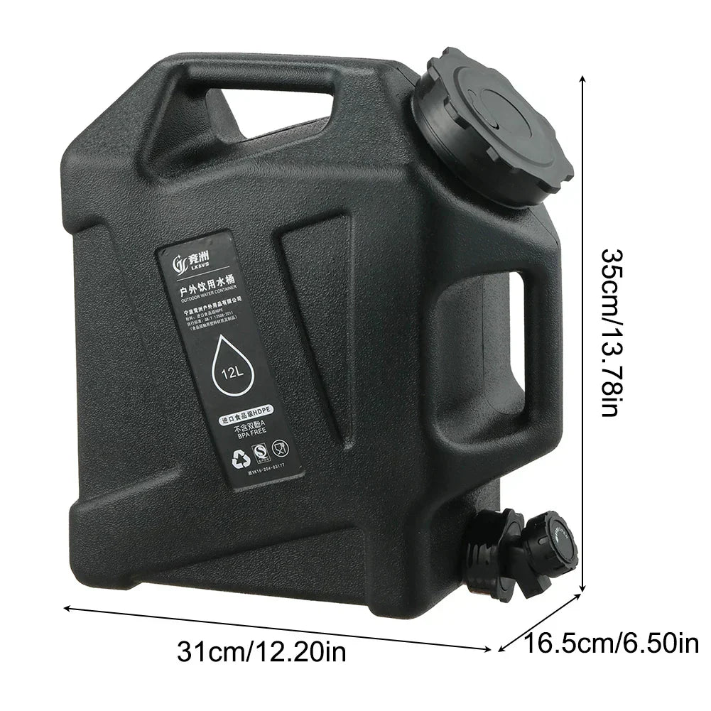 Portable 12 Litre Water Container With Drain Tap - Robust Canister For Outdoor And Camping