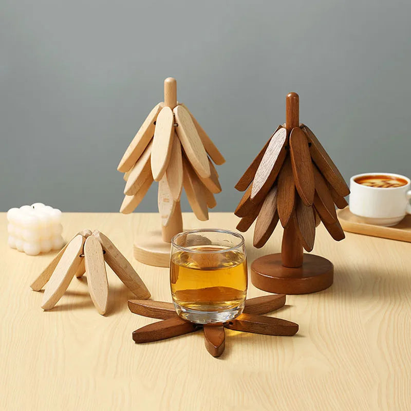 Elegant Tree Coasters In Wood Look
