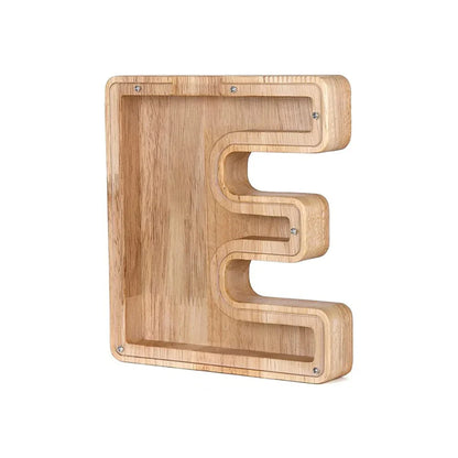 Wooden Alphabet Piggy Bank With Transparent Viewing Window For Stylish Saving