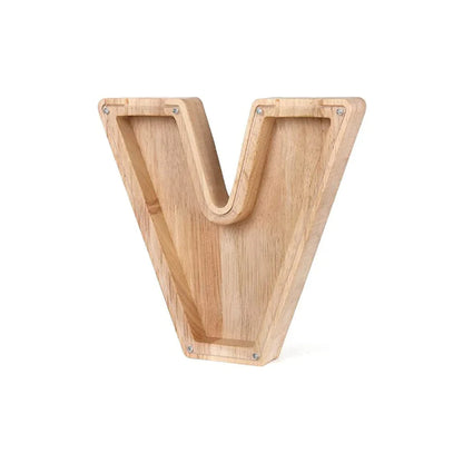 Wooden Alphabet Piggy Bank With Transparent Viewing Window For Stylish Saving