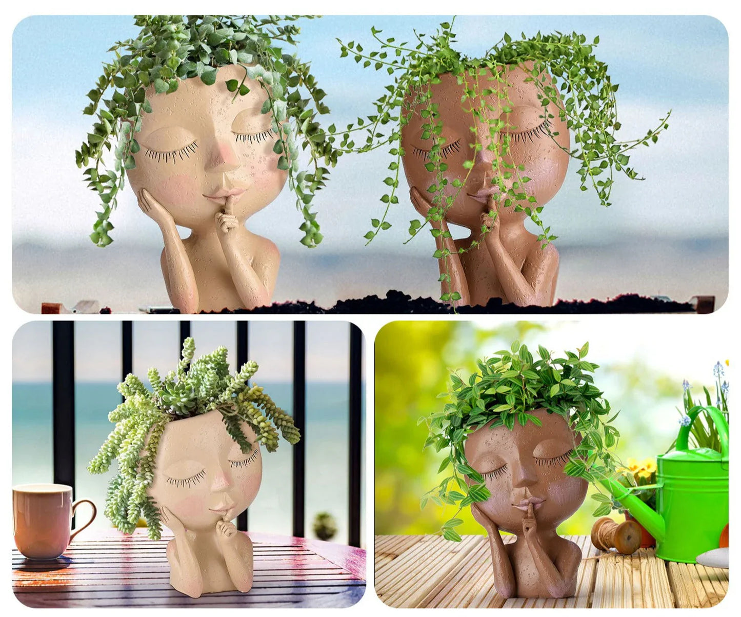 Decorative Flower Pot - Creative Plant Pot With Face For Houseplants And Succulents