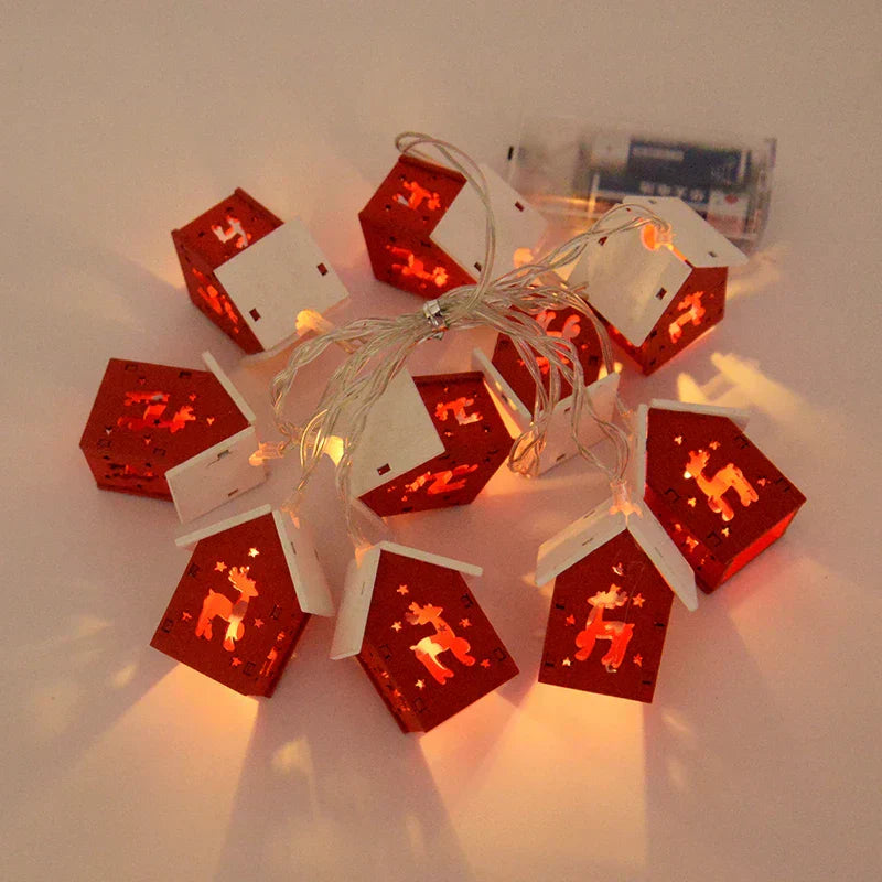 Wooden Christmas Houses with Led Lighting for Festive Decorations