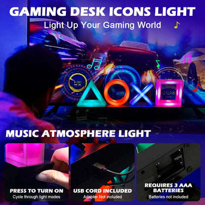 Led Table Lamp Playstation Symbols - Music - Controlled Decorative Lamp For Gaming  Bedroom