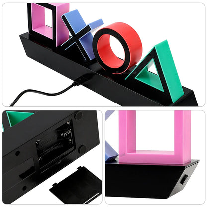 Led Table Lamp Playstation Symbols - Music - Controlled Decorative Lamp For Gaming  Bedroom