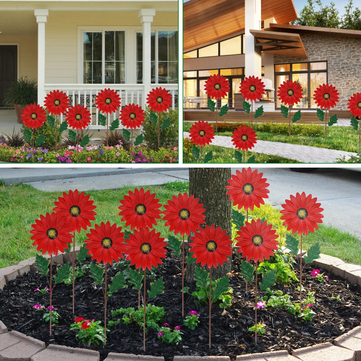 Decorative Metal Sunflower for Garden - Colourful Flower Plugs for Outdoors and Landscape