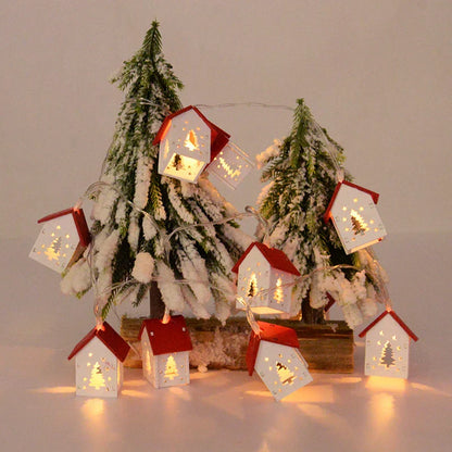 Wooden Christmas Houses with Led Lighting for Festive Decorations