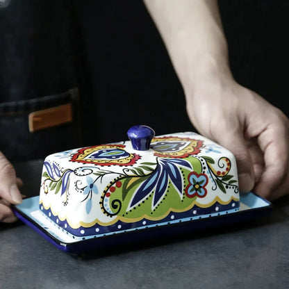 Hand - Painted Butter Dish in Tuscan Style