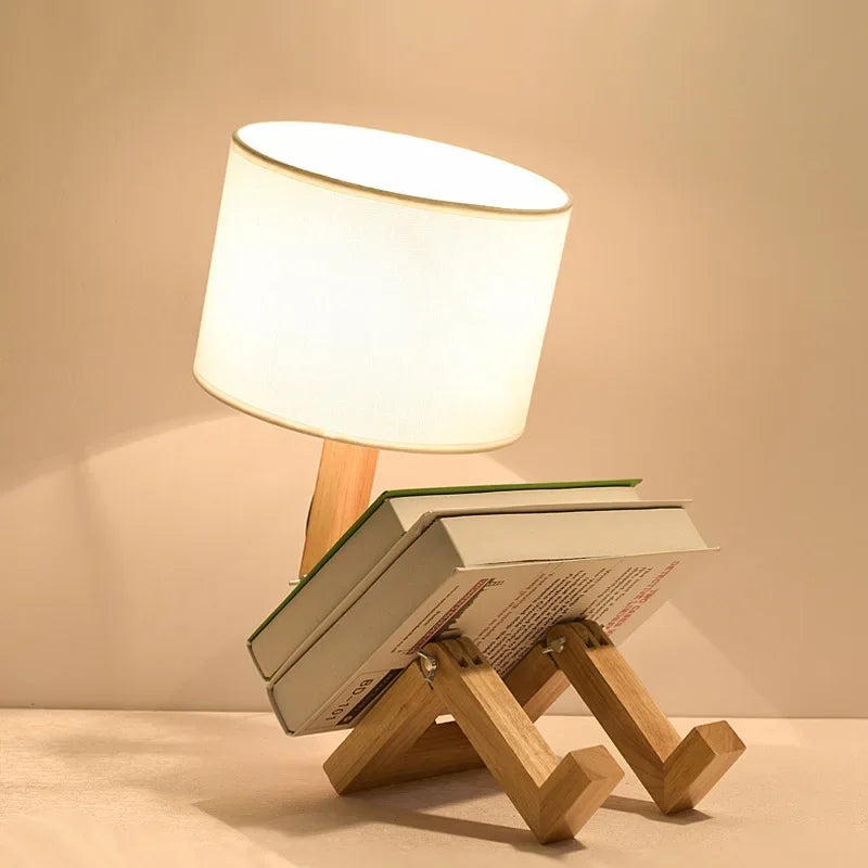 Wooden Table Lamp with Book Holder - Modern Design for Your Home