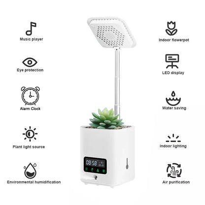 Multifunctional Smart Hydroponic Plant Pot with Calendar , Diffuser and Desk Lamp