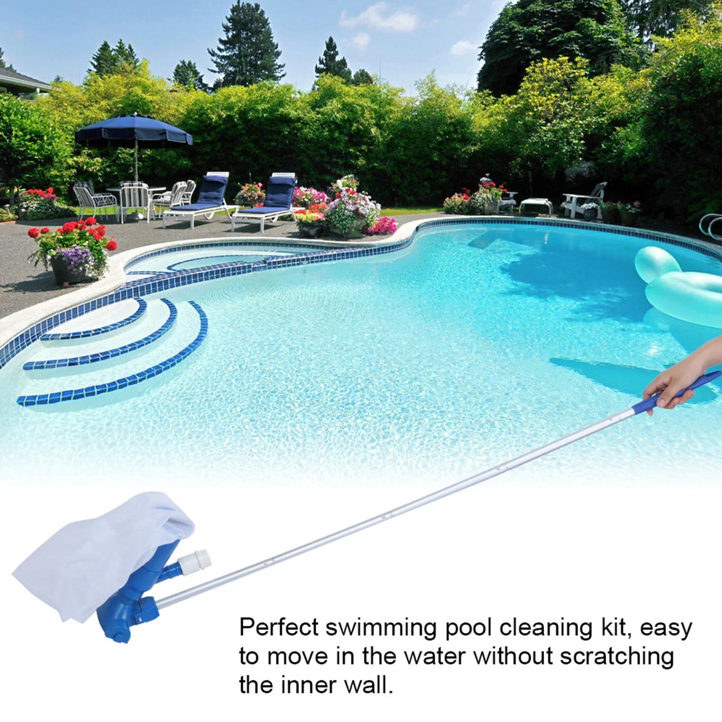 Pool Cleaning Set with Telescopic Pole - Mesh Filter and Accessories for Pool Maintenance