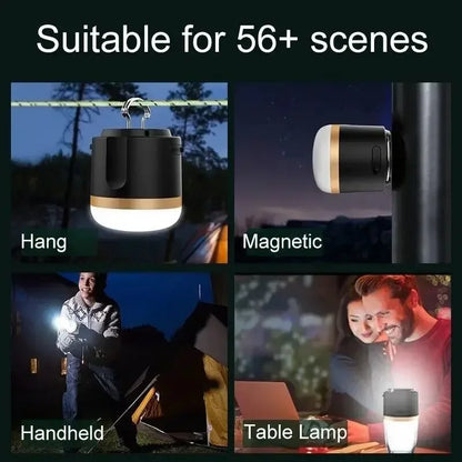 Portable Led Camping Lamp With Power Bank - Rechargeable Usb Connection  For Outdoor  Emergencies