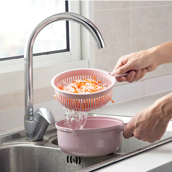 Multifunctional Vegetable Slicer with Sieve - 3 - In-1 Kitchen Grater for Vegetables & Fruit | Practical Kitchen Helper with Drip Tray