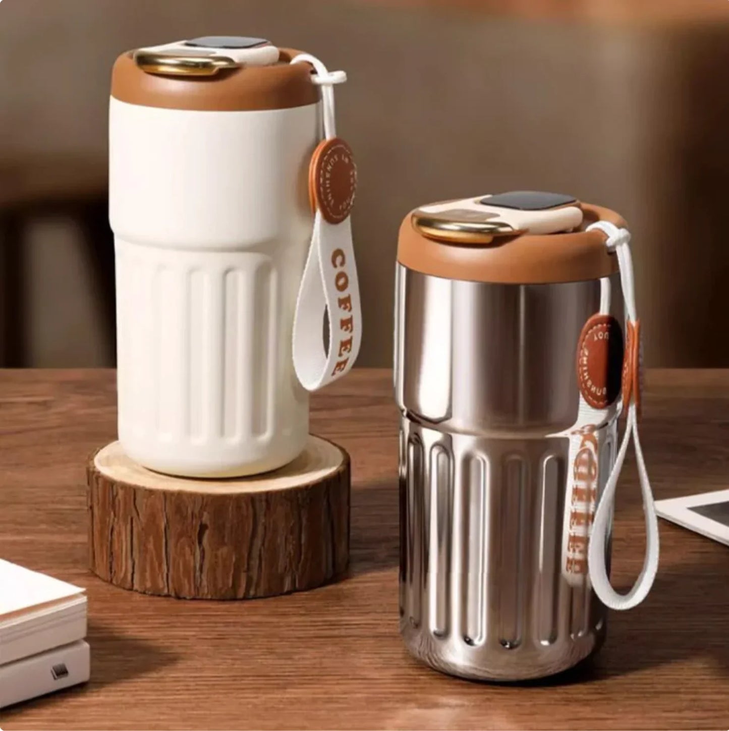 Compact Thermo Mug with Temperature Display - 410 Ml Mug for Hot and Cold Drinks