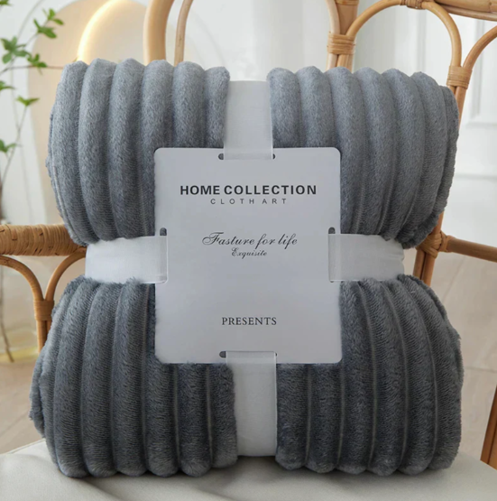 Wide Striped Flannel Fleece Blanket