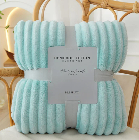 Wide Striped Flannel Fleece Blanket