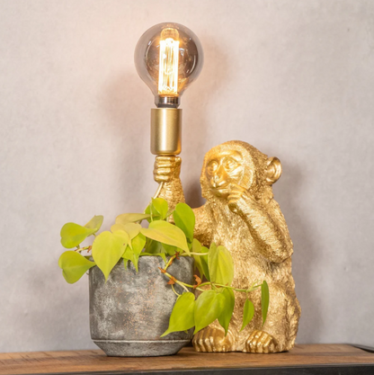 Elegant Golden Monkey Flowerpot Lamp