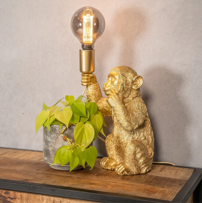 Elegant Golden Monkey Flowerpot Lamp