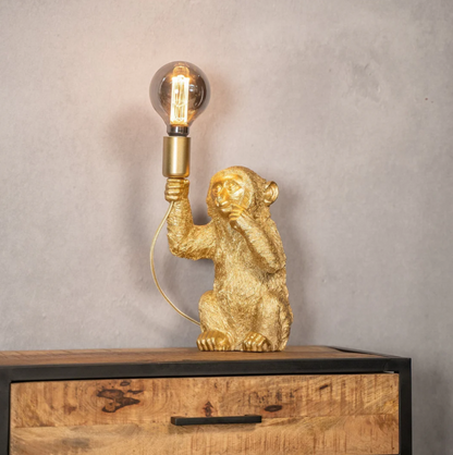 Elegant Golden Monkey Flowerpot Lamp