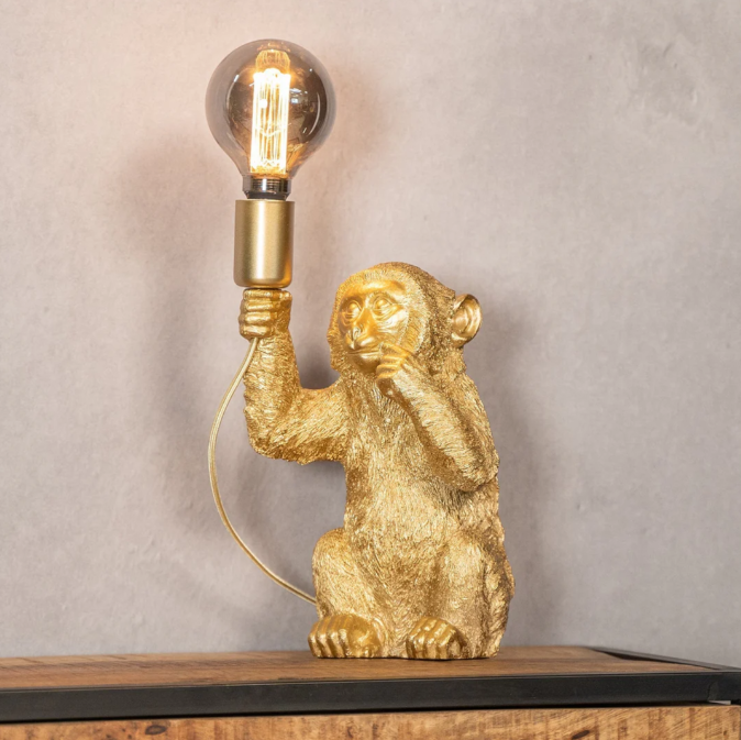 Elegant Golden Monkey Flowerpot Lamp