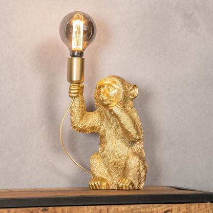 Elegant Golden Monkey Flowerpot Lamp