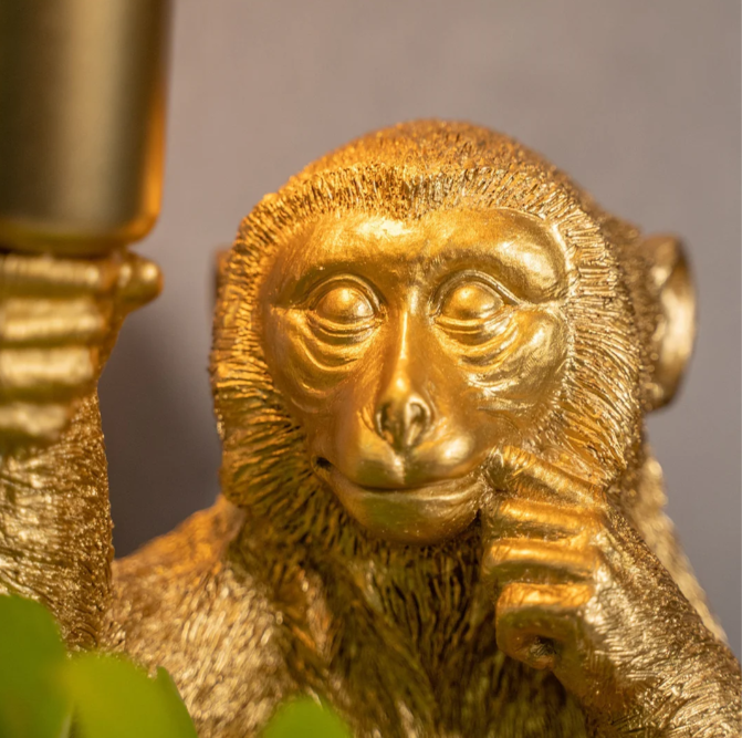 Elegant Golden Monkey Flowerpot Lamp