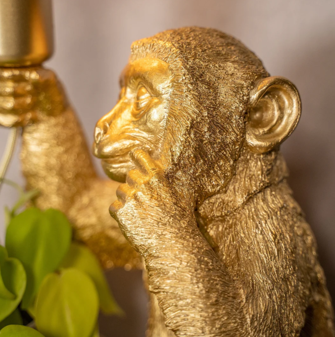 Elegant Golden Monkey Flowerpot Lamp