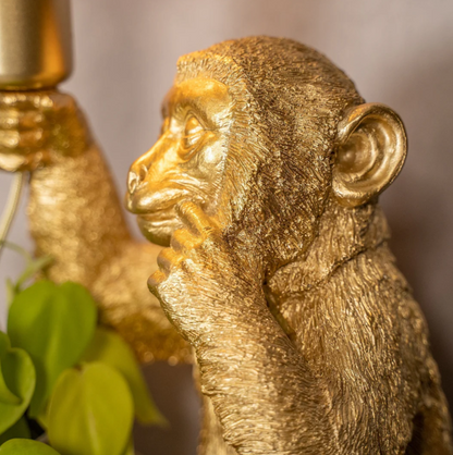 Elegant Golden Monkey Flowerpot Lamp