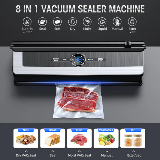 Multifunctional 8-in-1 Vacuum Sealer with Integrated Film Cutter