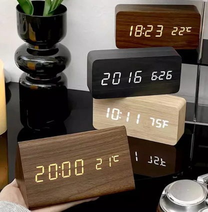 LED wooden watch with voice activation