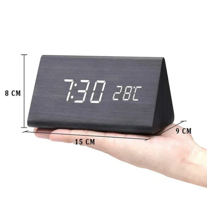 LED wooden watch with voice activation