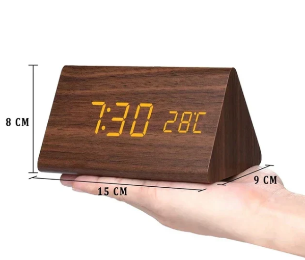 LED wooden watch with voice activation