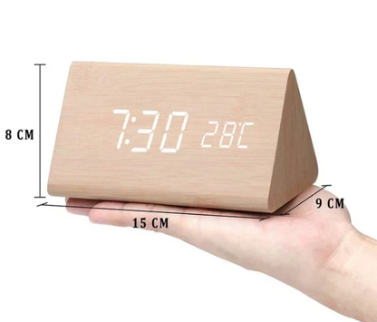 LED wooden watch with voice activation