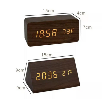 LED wooden watch with voice activation