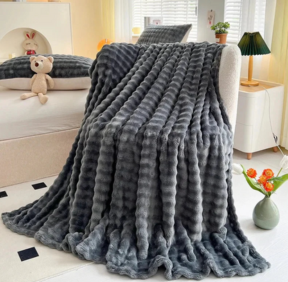 Luxurious Fleece Blanket With Bubble Structure