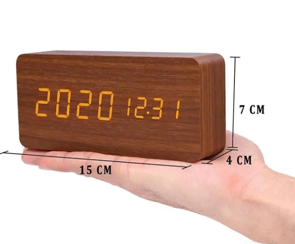 LED wooden watch with voice activation